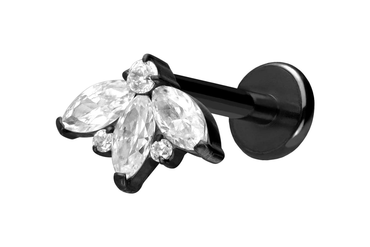 Titan Labret Piercing mit Push Fit LOTUSBLÜTE